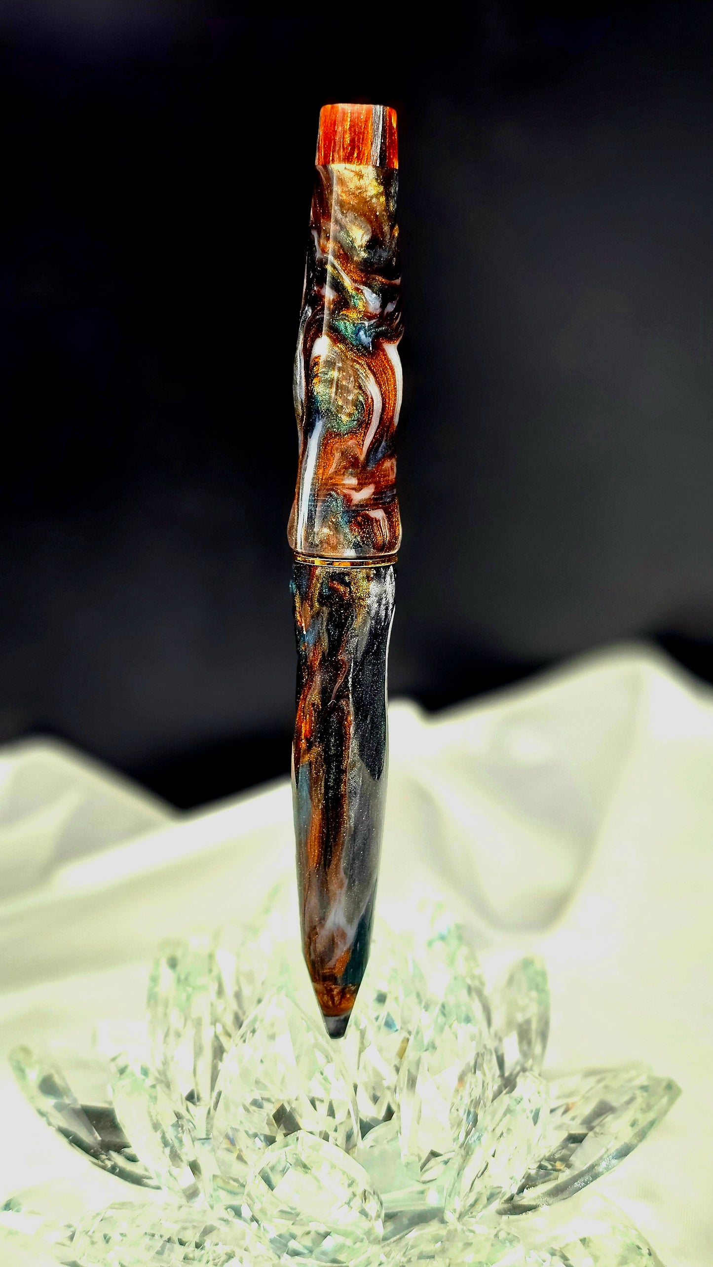 Custom Handmade/poured Resin Foutain Pen With Gold Accent # 6 Nib