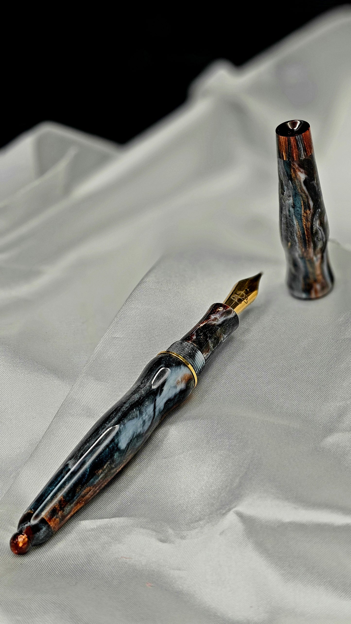 Custom Handmade/poured Resin Foutain Pen With Gold Accent # 6 Nib