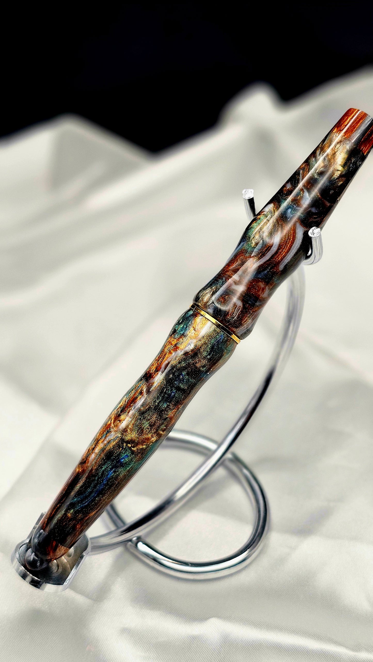 Custom Handmade/poured Resin Foutain Pen With Gold Accent # 6 Nib