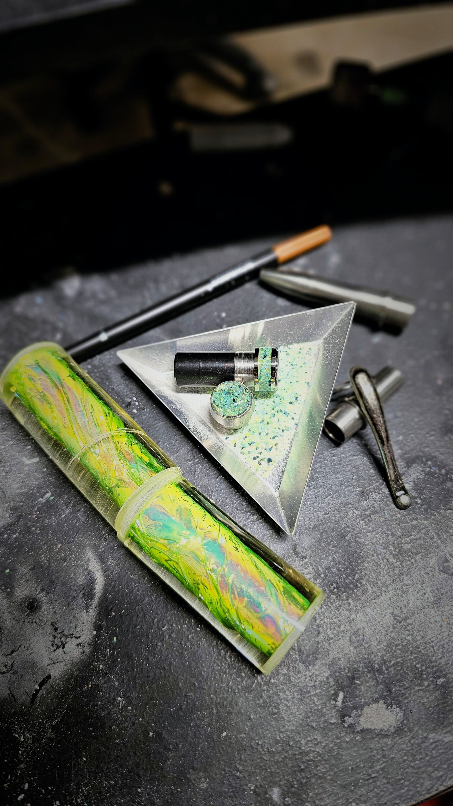 One Of a Kind Handmade Fountain pen with Paua Abalone and a Custom-made Collar