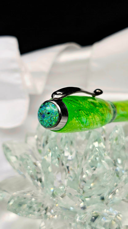 Custom One Of a Kind Handmade Fountain pen with Green Opal FX