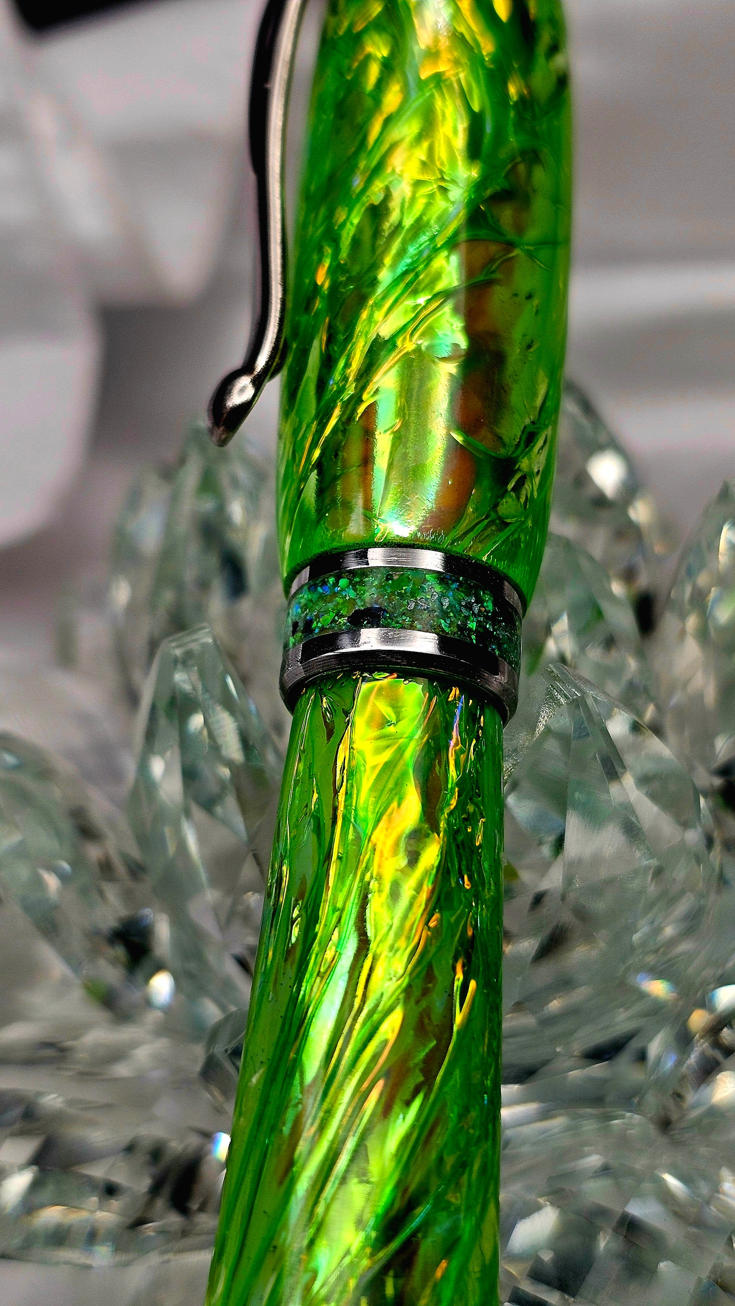 One Of a Kind Handmade Fountain pen with Paua Abalone and a Custom-made Collar