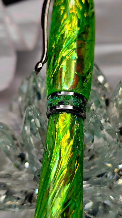 Custom One Of a Kind Handmade Fountain pen with Green Opal FX