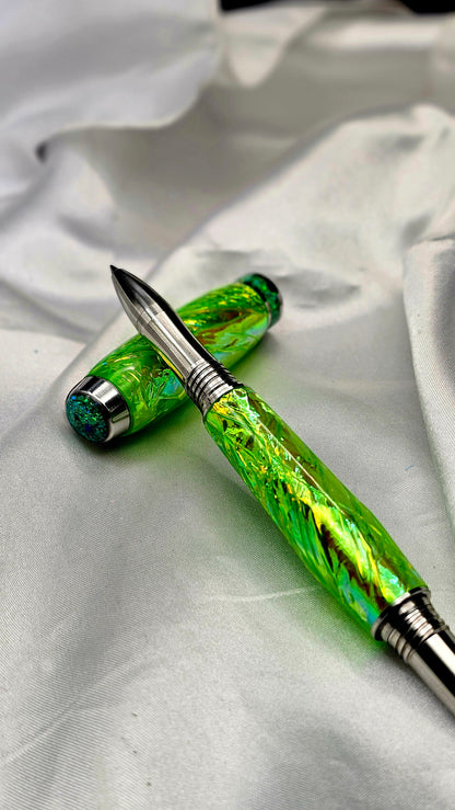 Custom One Of a Kind Handmade Fountain pen with Green Opal FX