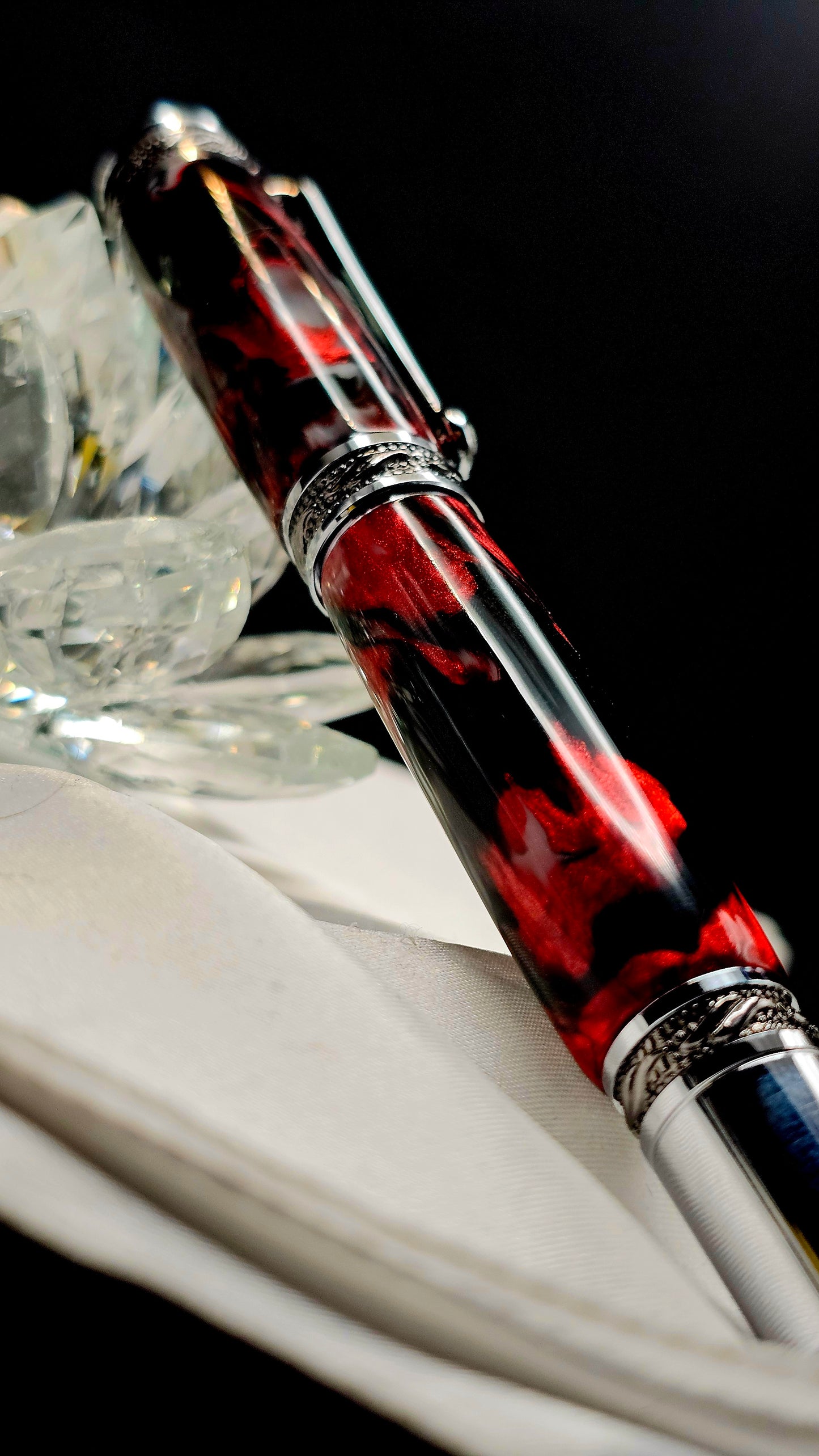 Handmade "Code Red Majestic" Fountian pen With a Hand-poured Resin.