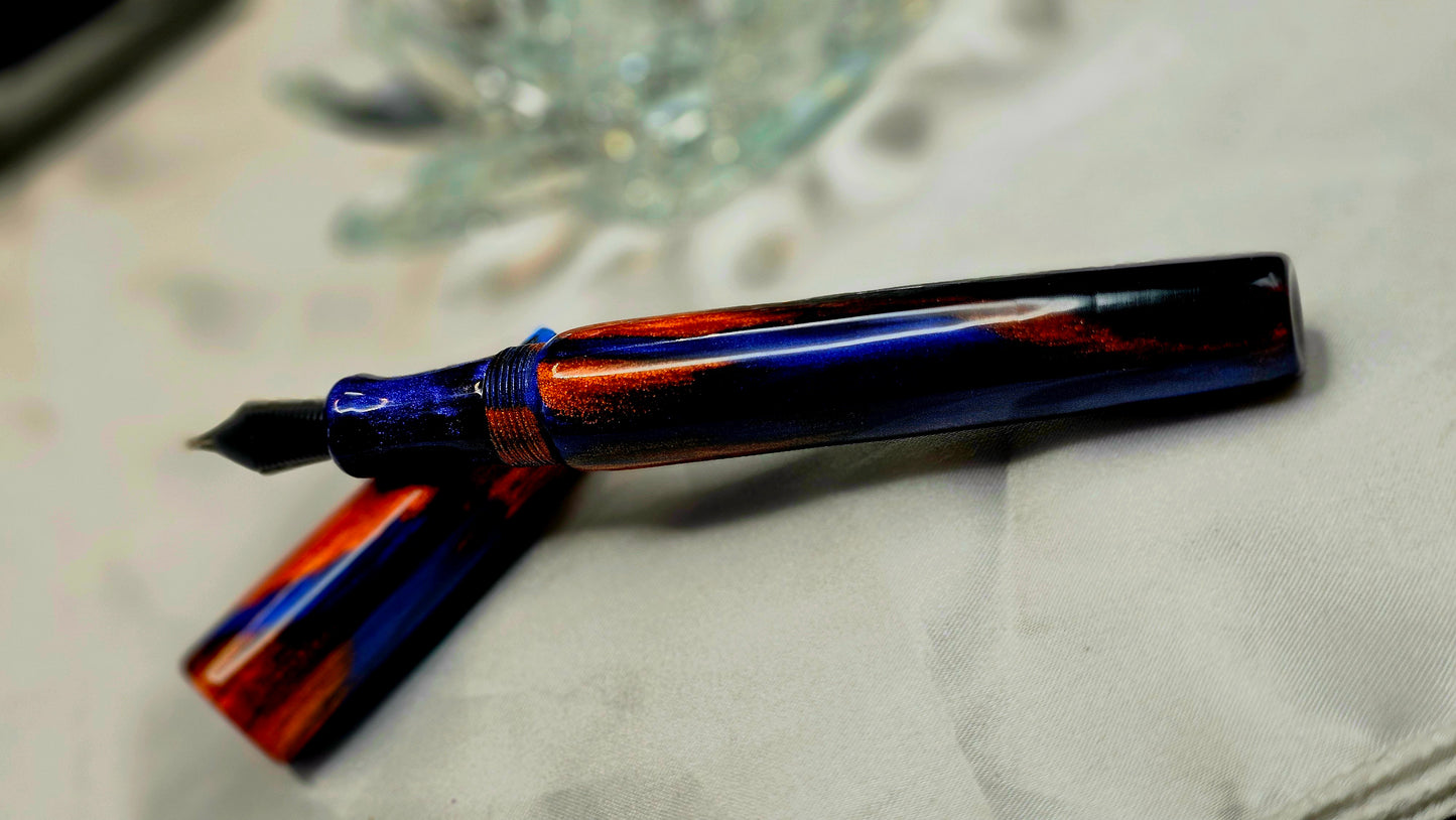 "Dusks Twilight" Bespoke Fountain Pen a Hand Made Resin Body