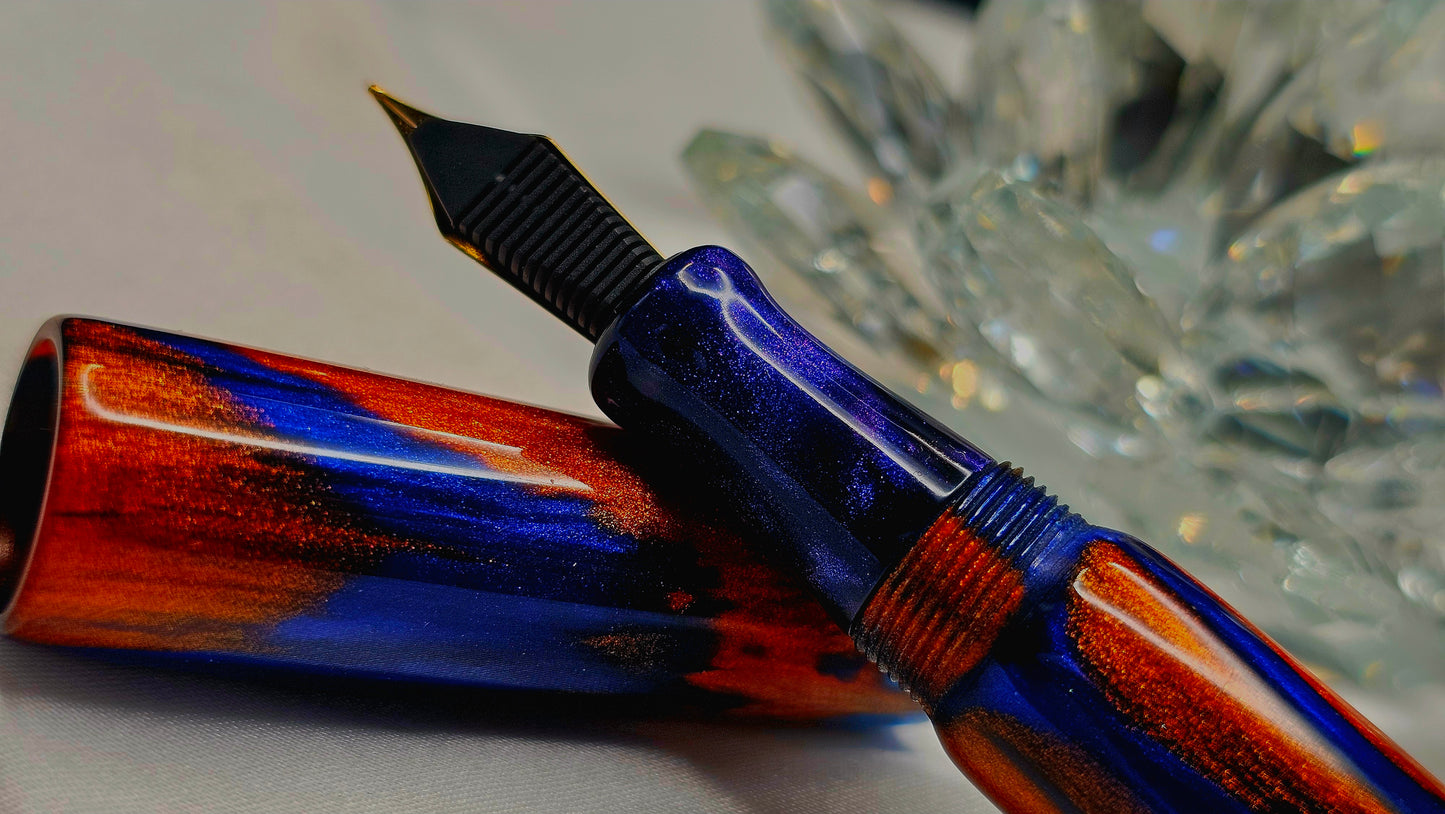 "Dusks Twilight" Bespoke Fountain Pen a Hand Made Resin Body