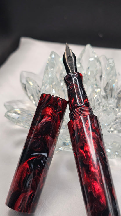 "Volcanic Scribe" of The Cosmos Bespoke Fountain Pen a Hand Made Resin Body