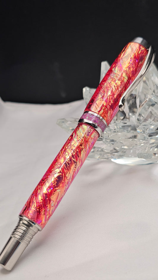 Custom One Of a Kind Handmade Fountain pen with Green Opal FX