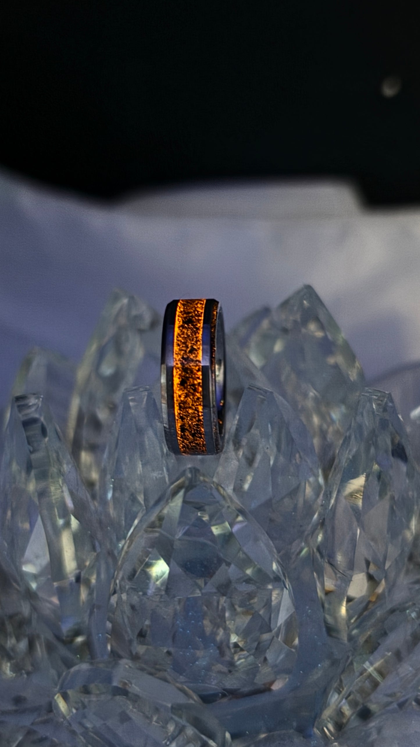 Tungsten light and Dark Ring set