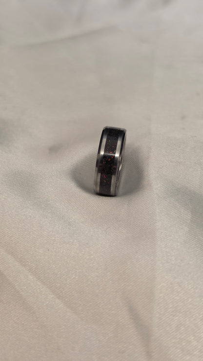 Tungsten light and Dark Ring set