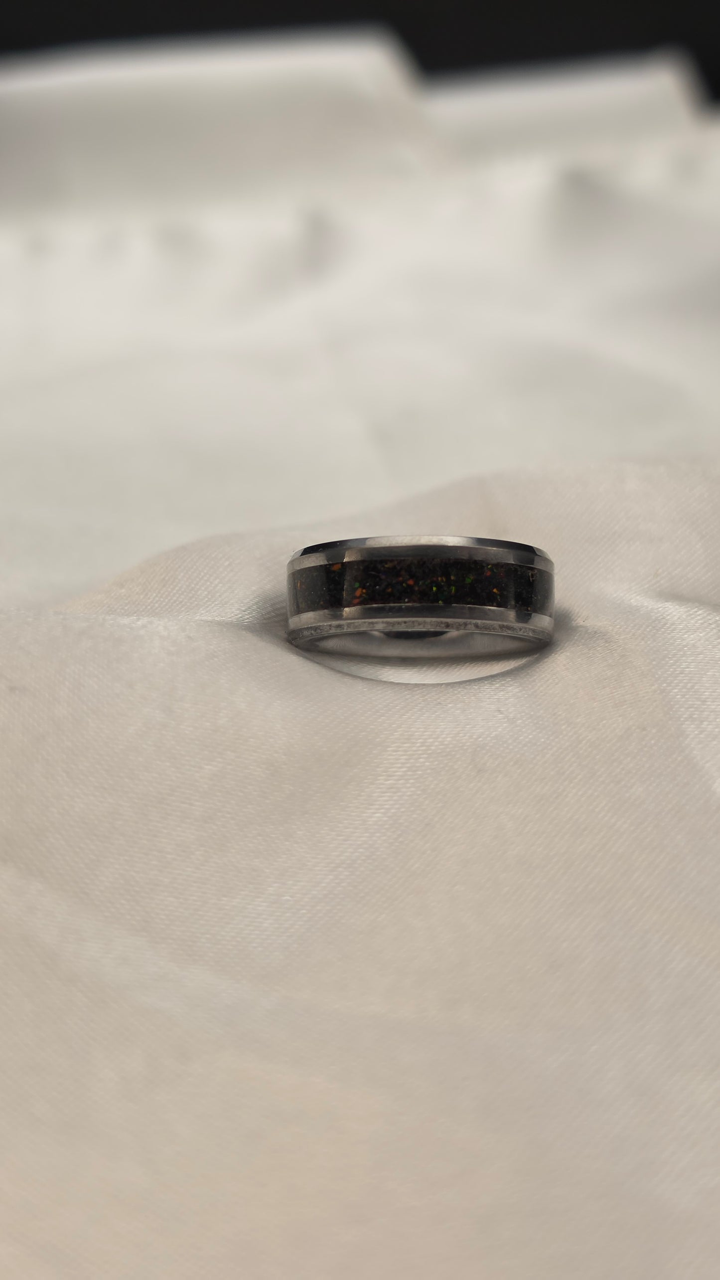 Tungsten light and Dark Ring set