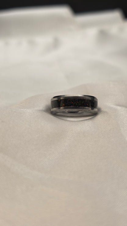 Tungsten light and Dark Ring set