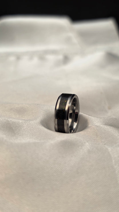 Tungsten light and Dark Ring set