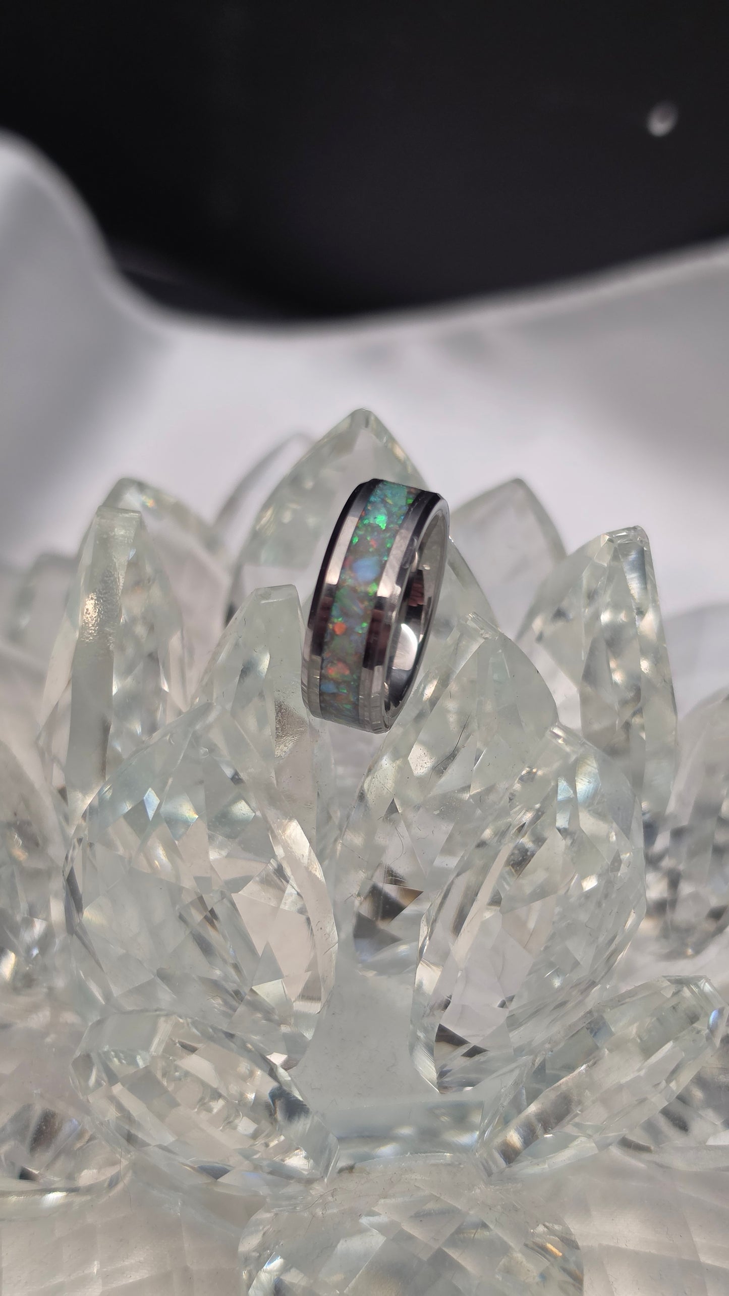 Tungsten light and Dark Ring set