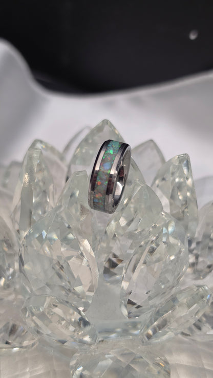 Tungsten light and Dark Ring set