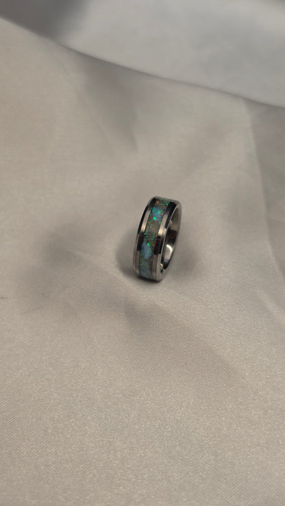 Tungsten light and Dark Ring set