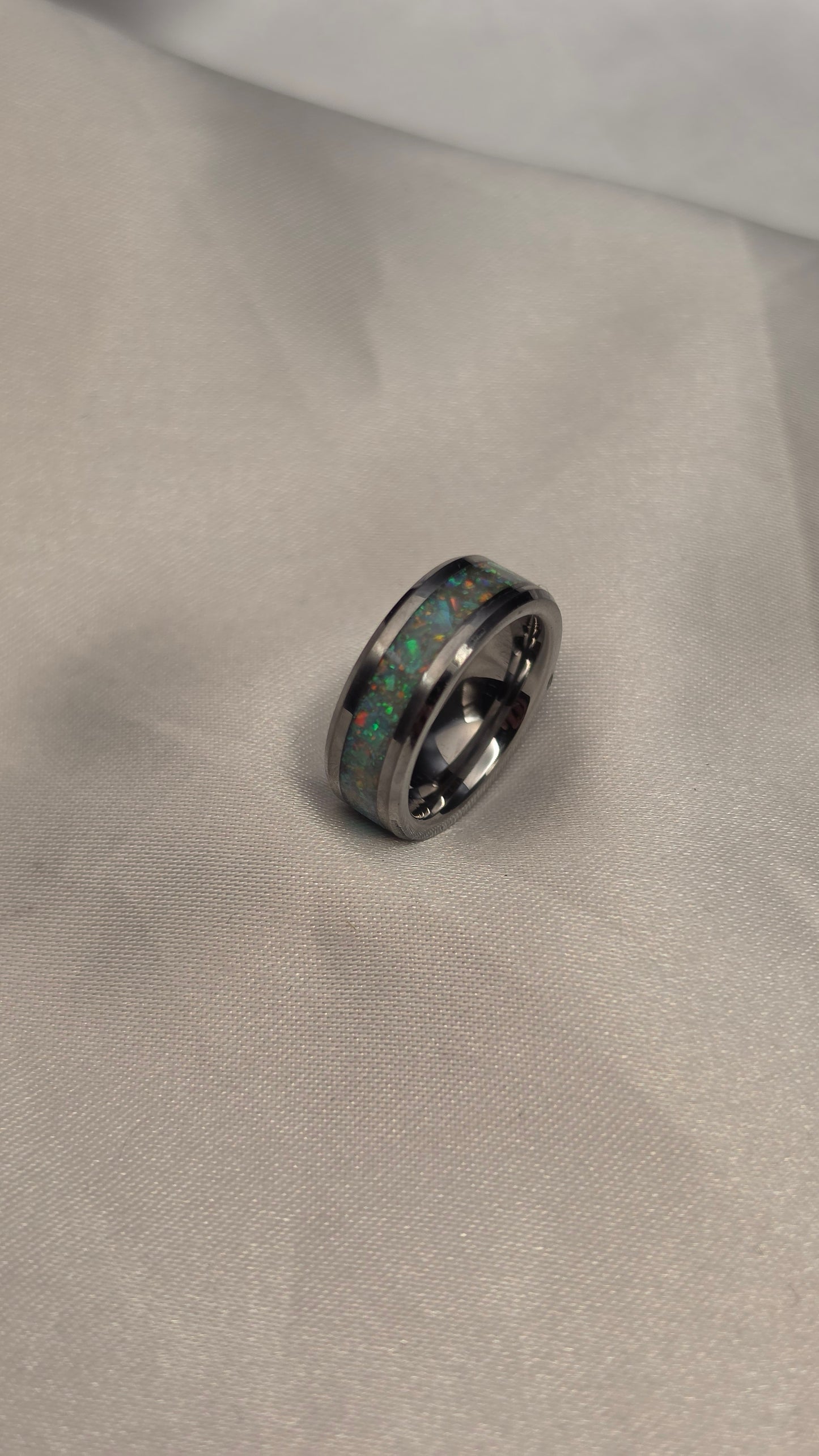 Tungsten light and Dark Ring set