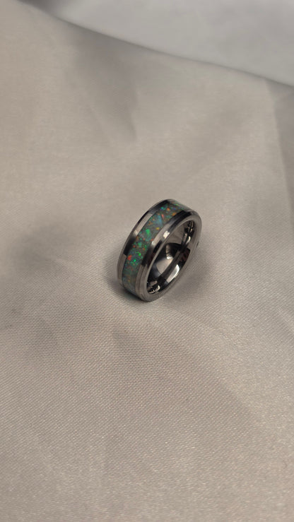 Tungsten light and Dark Ring set