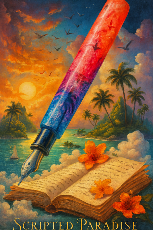 🌴🥥Scripted Paradise🥥🌴 Bespoke Fountain Pen a Hand Made Resin Body