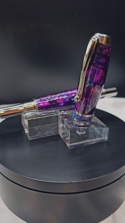 One Of a Kind Handmade Fountain pen with Paua Abalone and a Custom-made Collar