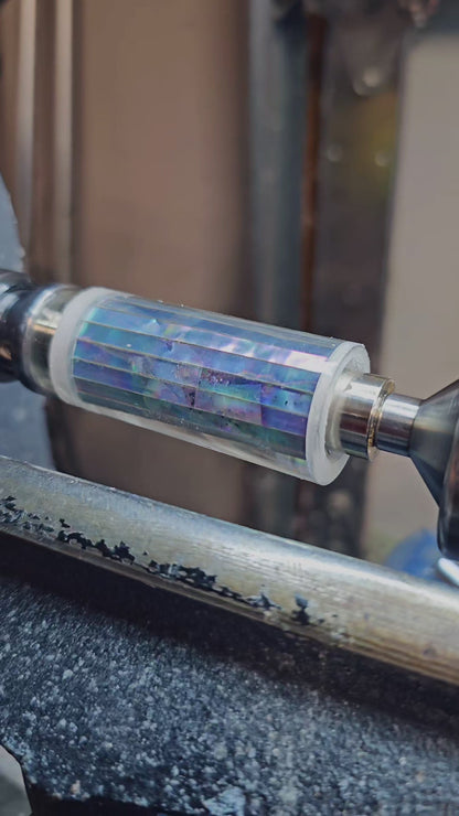 One Of a Kind Handmade Fountain pen or Roller Ball with Paua Abalone Body and a Custom-made Cap and Collar