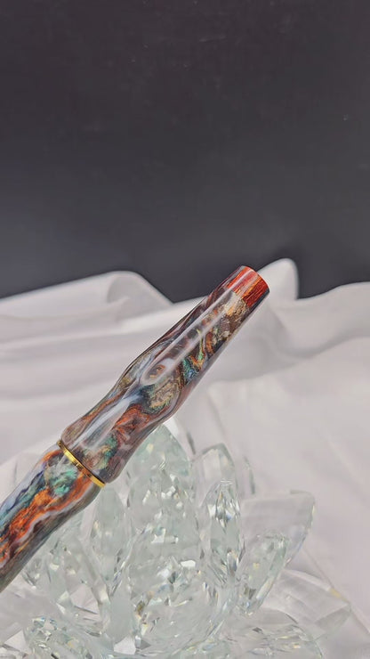 Custom Handmade/poured Resin Foutain Pen With Gold Accent # 6 Nib