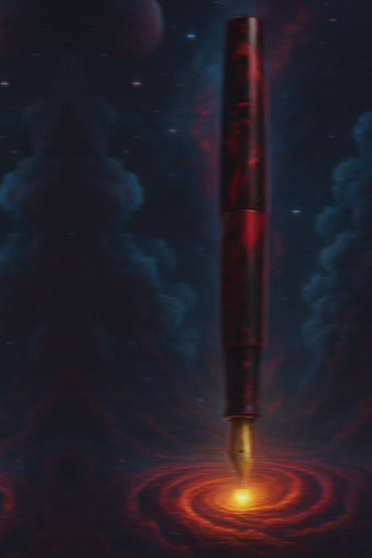 "Volcanic Scribe" of The Cosmos Bespoke Fountain Pen a Hand Made Resin Body